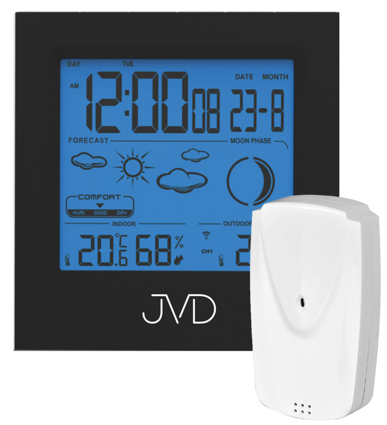 JVD Černá bezdrátová meteostanice s venkovním čidlem JVD RB672.1