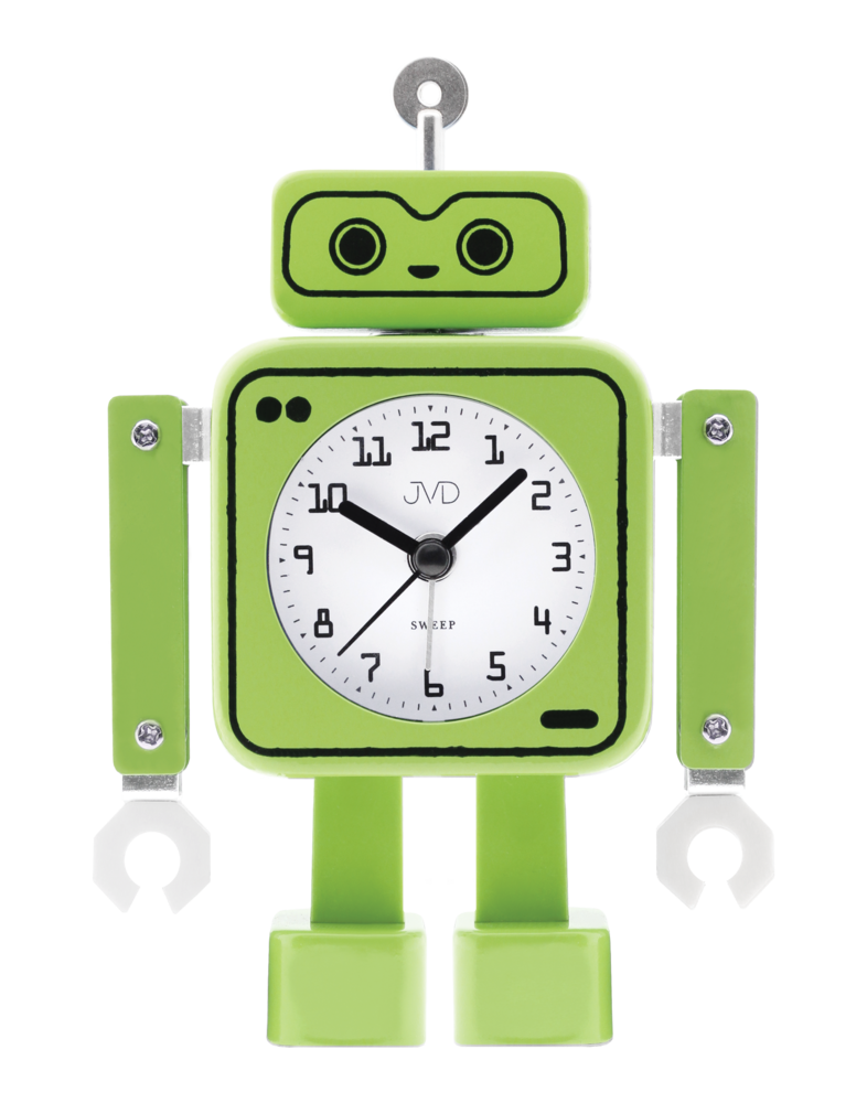 Tichý zelený netikající dětský budík JVD ROBOT SRP2305.1