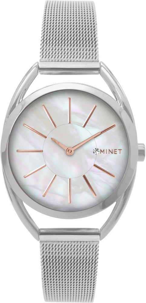 MINET Stříbrné dámské hodinky ICON PEARL MESH MWL5210