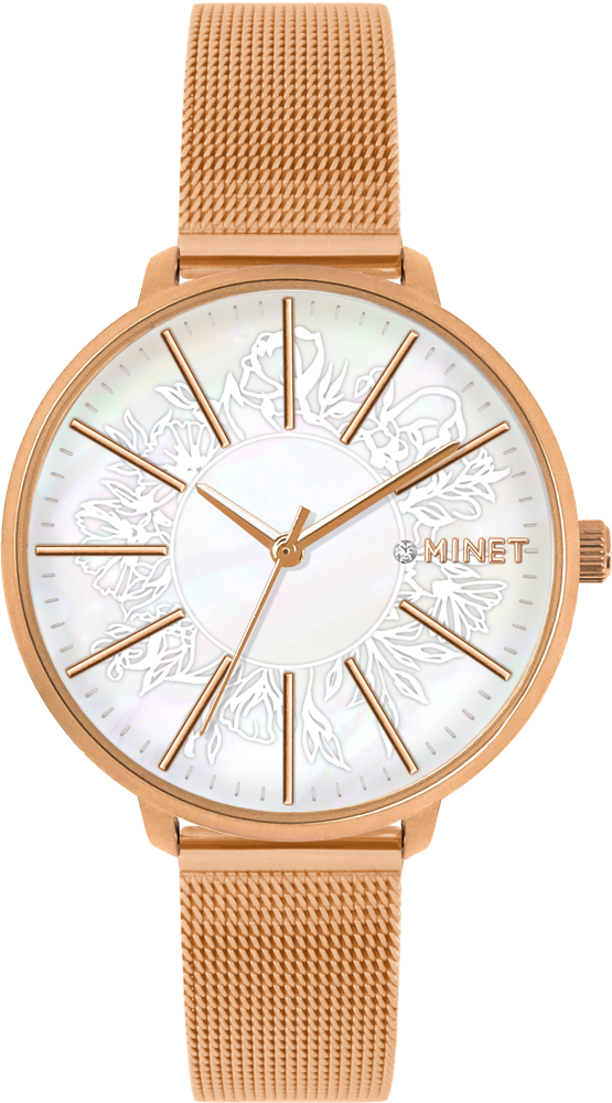 MINET Rose gold dámské hodinky PRAGUE MESH MWL5207