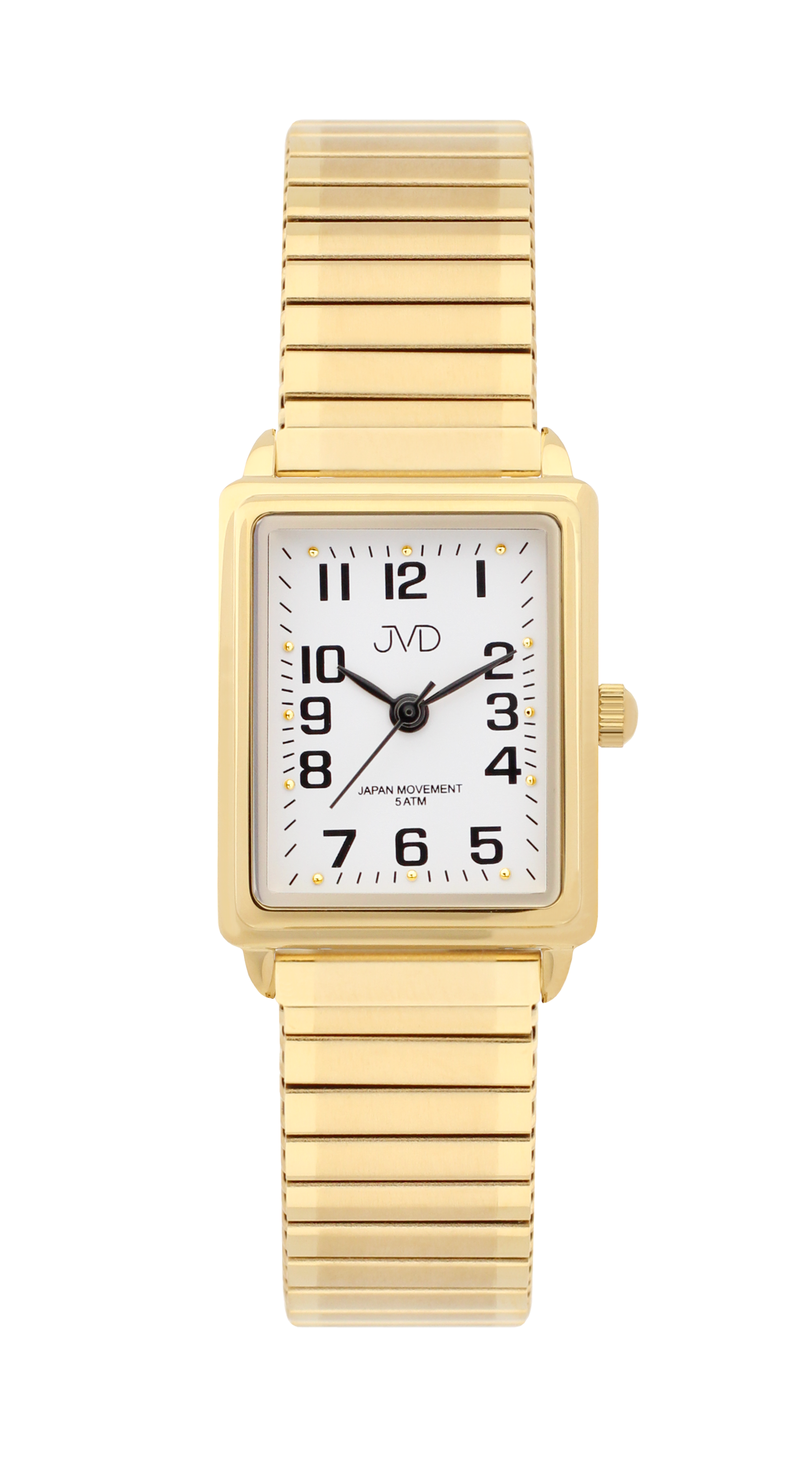 Pozlacené elegantní hranaté ocelové hodinky JVD steel J4072.4 - unisex s pérovacím páskem