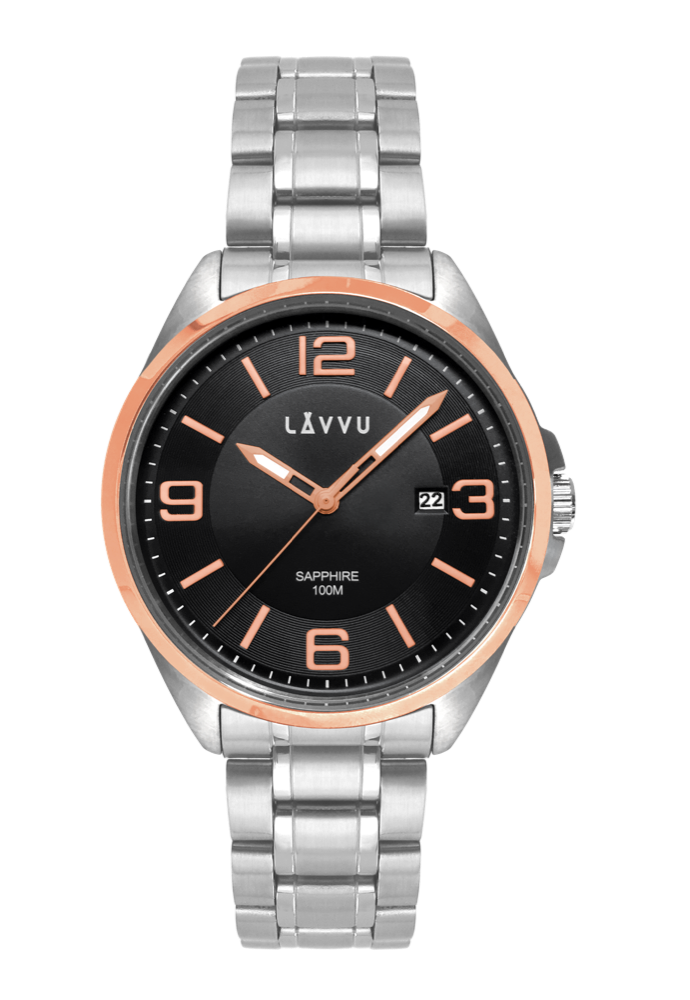 LAVVU Pánské hodinky se safírovým sklem HERNING Rose Gold LWM0096