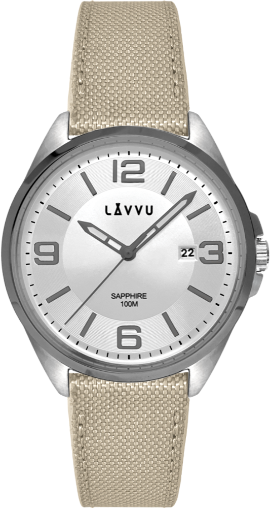 LAVVU Pánské hodinky se safírovým sklem HERNING Grey LWM0098