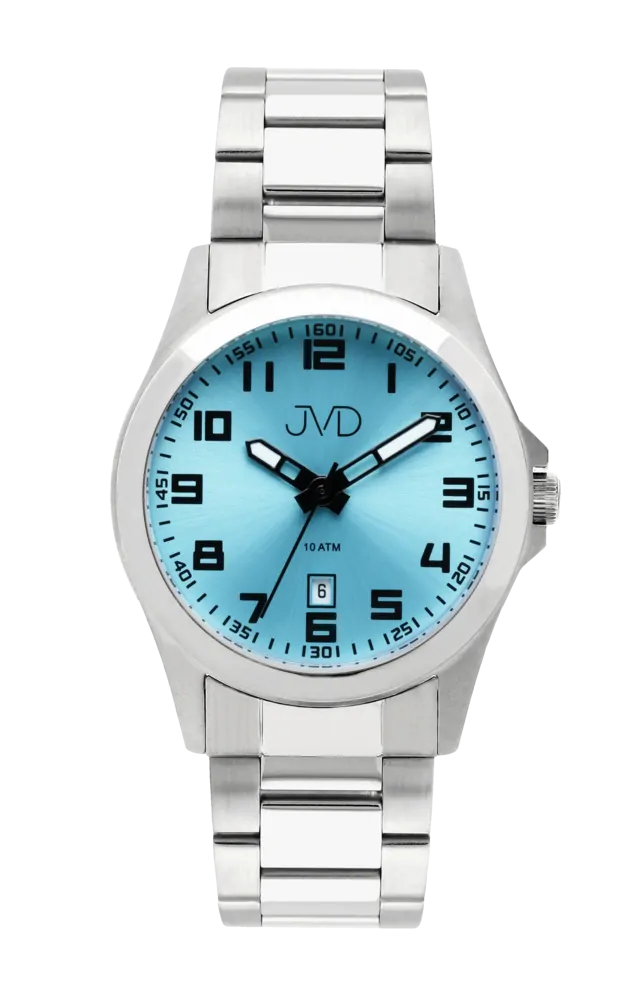 JVD Pánské vodotěsné stříbrné hodinky JVD J1041.52 s modrým číselníkem