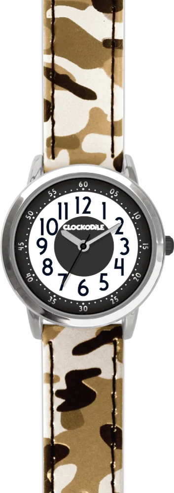 CLOCKODILE Svítící hnědé náramkové chlapecké dětské hodinky ARMY s maskáčovým vzorem CWB0035