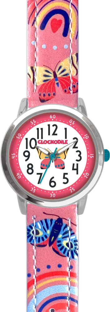 CLOCKODILE Dětské růžové dívčí dětské hodinky MOTÝL CWG5180