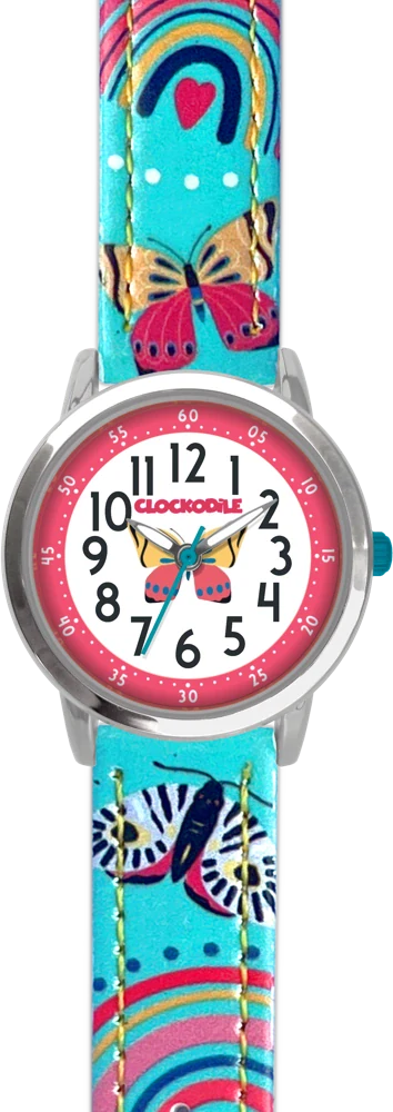 CLOCKODILE Dětské tyrkysové dívčí dětské hodinky MOTÝL CWG5182