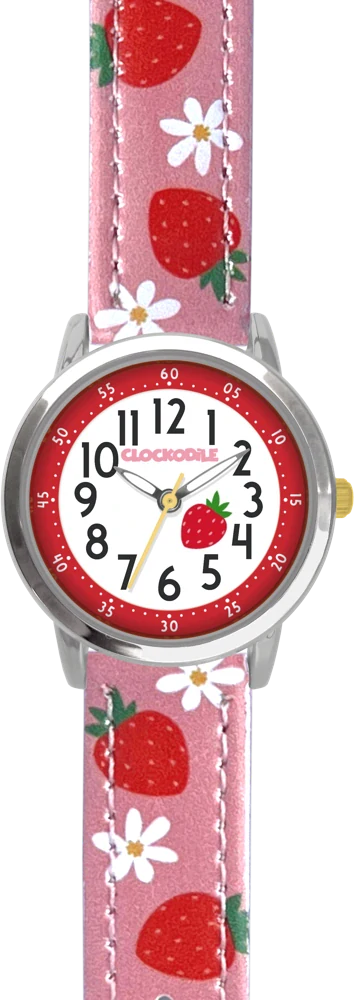 CLOCKODILE Náramkové růžové dívčí dětské hodinky JAHODY CWG5220