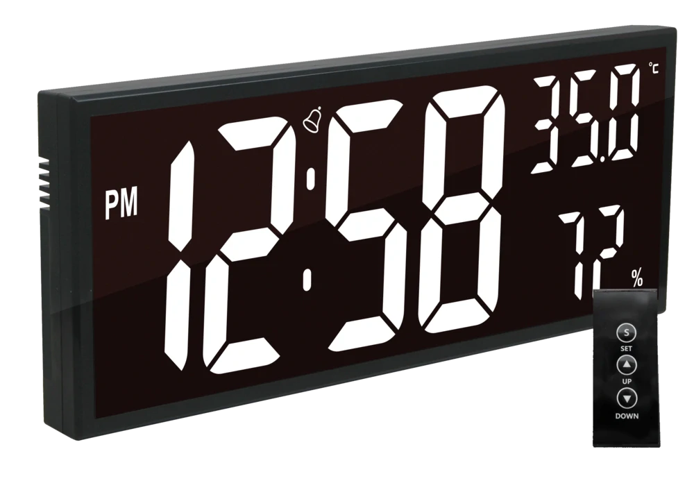 JVD Digitální černé nástěnné hodiny s LED podsvícením bílé číslice JVD DH309.1