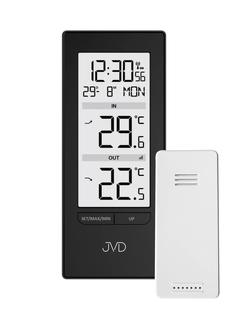 JVD Černý digitální čitelný bezdrátový teploměr JVD T3348.1
