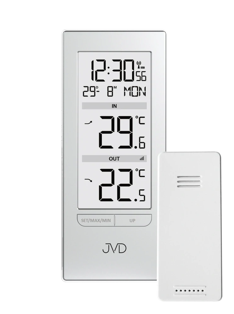 JVD Stříbrný digitální čitelný bezdrátový teploměr JVD T3348.2