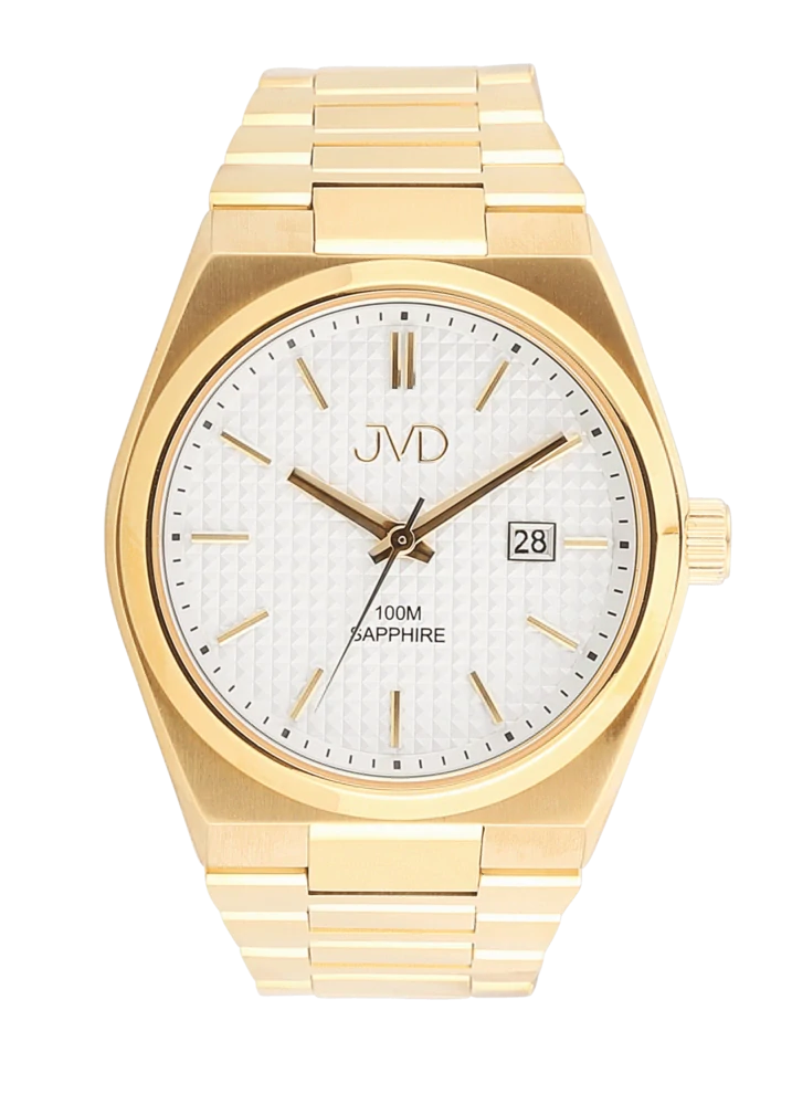 JVD Pánské vodotěsné ocelové pozlacené hodinky JVD J1133.1 se safírovým sklem