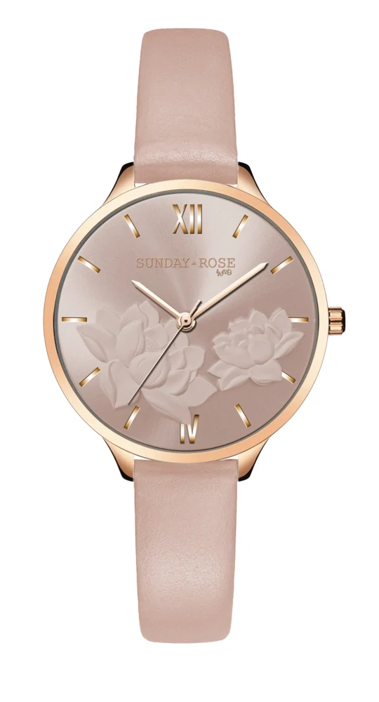 SUNDAY ROSE Dámské luxusní designové hodinky SUNDAY ROSE Fashion Pastel Pink SUN-F17