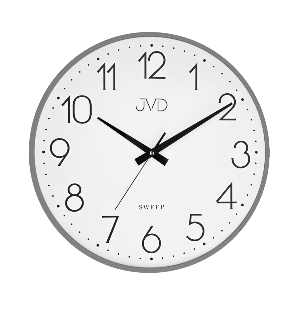 JVD Šedé nástěnné kovové netikající tiché hodiny JVD HK4129.3