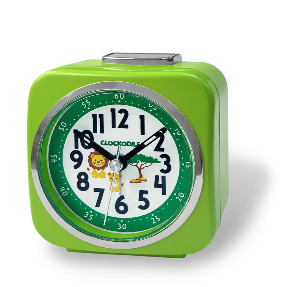 CLOCKODILE Zelený dětský budík LEV A LVÍČE - 3 ROKY ZÁRUKA! CAS3004