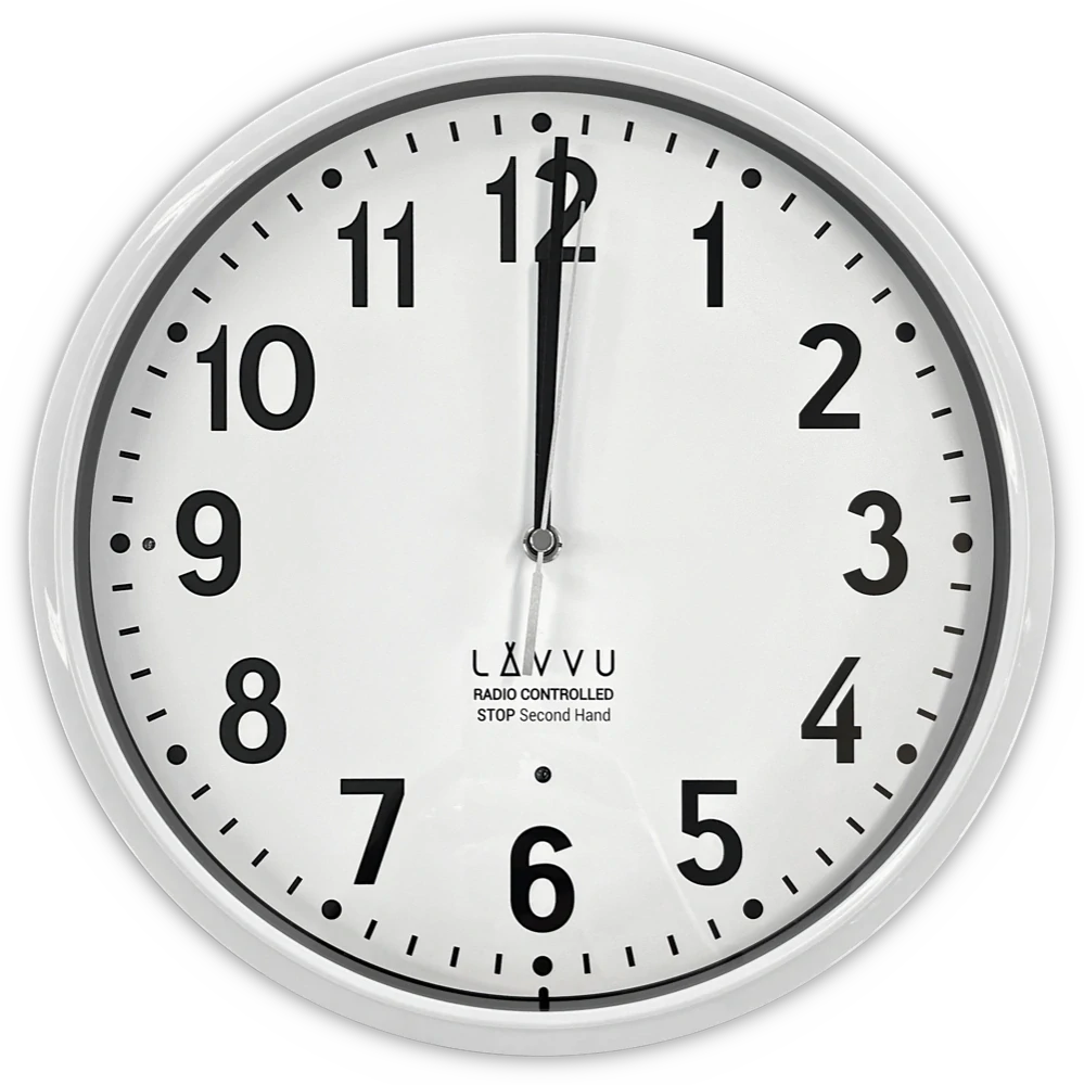 LAVVU Bílé hodiny Accurate White řízené rádiovým signálem - 3 ROKY ZÁRUKA! ⌀30cm LCR3021