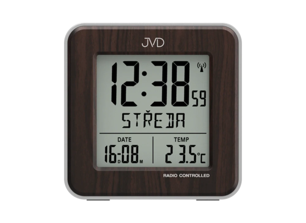 JVD Digitální rádiem řízený budík v imitaci dřeva s češtinou JVD RB9351.1