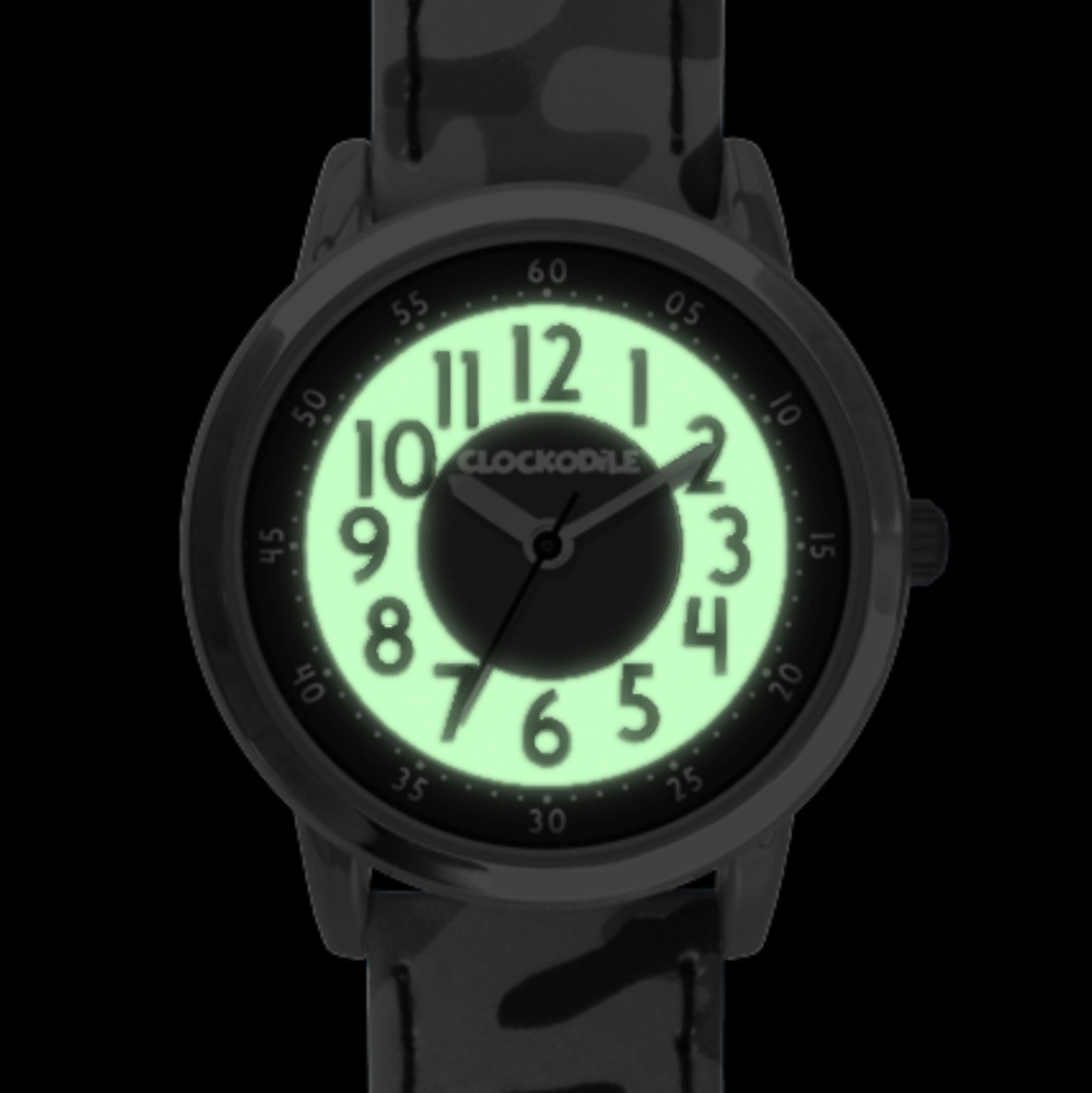 CLOCKODILE Svítící zelené chlapecké dětské hodinky ARMY s maskáčovým vzorem CWB0031 SKLAD;