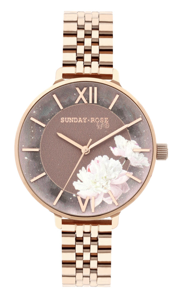 SUNDAY ROSE Dámské luxusní designové hodinky SUNDAY ROSE Enchanted Rosy Sunset SUN-E03