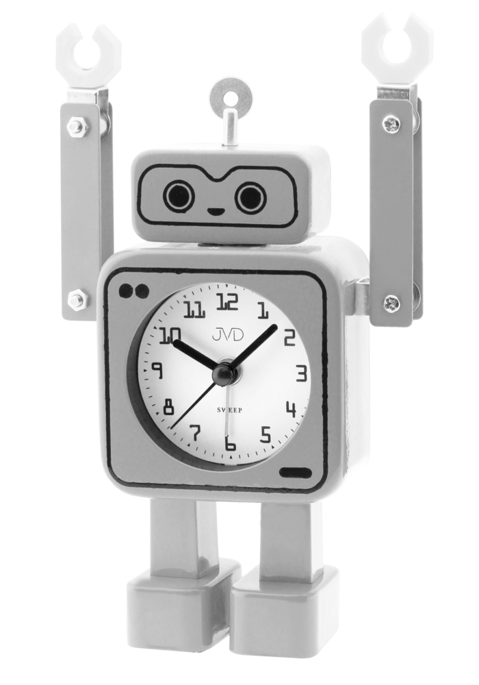 Tichý šedý netikající dětský budík JVD ROBOT SRP2305.2
