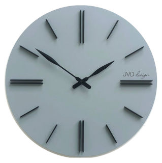 JVD Designové minimalistické šedivé dřevěné hodiny JVD HC38.1