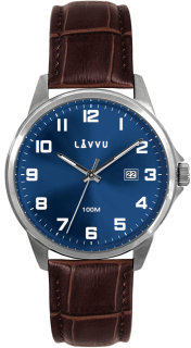 LAVVU Stříbrno-hnědé pánské hodinky ÖREBRO LWM0241