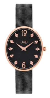 JVD Dámské oválné černé rose gold náramkové hodinky JVD J4194.3