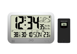 JVD Digitální stříbrné rádiem řízené hodiny (budík) JVD RB3565.2