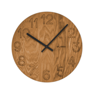 VLAHA Dřevěné hodiny OAK vyrobené v Čechách s černými ručkami ⌀34cm VCT1125