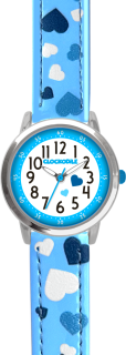 CLOCKODILE Náramkové modré dívčí dětské hodinky SRDÍČKA CWG5210