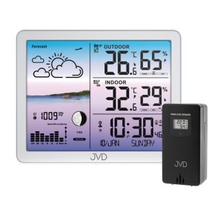 JVD Stříbrná barevná rádiem řízená meteorologická stanice JVD RB3566.2