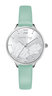 SUNDAY ROSE Dámské luxusní designové hodinky SUNDAY ROSE Fashion Pastel Green SUN-F13