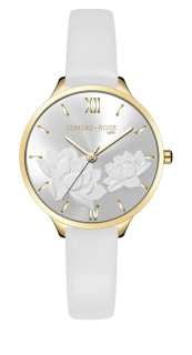 SUNDAY ROSE Dámské luxusní designové hodinky SUNDAY ROSE Fashion Pastel White SUN-F15