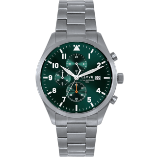 LAVVU Pánské titanové hodinky PILOT Chronograph Emerald Green 100M Sapphire LWM0291 - zelený číselník