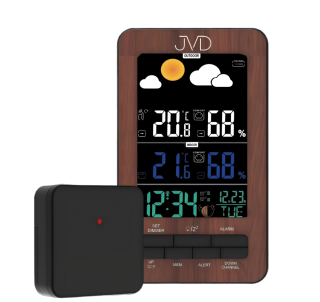 JVD Digitální rádiem řízená meteorologická stanice JVD RB6687.2 v imitaci dřeva 