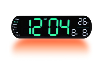 JVD Digitální černé nástěnné hodiny s LED zelenými číslicemi JVD DH5502.3