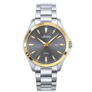 LAVVU 20 ATM Pánské vodotěsné ocelové hodinky ISBRYDER Gold-grey LWM0335