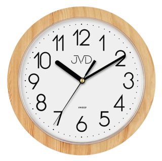 Nástěnné netikající tiché hodiny JVD quartz H612.18 imitace dřeva světlé SKLAD