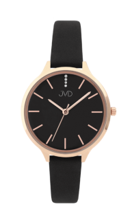 Dámské módní designové hodinky JVD JZ201.6 s řemínkem z pravé kůže
