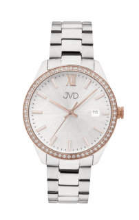 Dámské náramkové designové hodinky JVD JVD JG1011.2 se zirkony na okolo číselníku